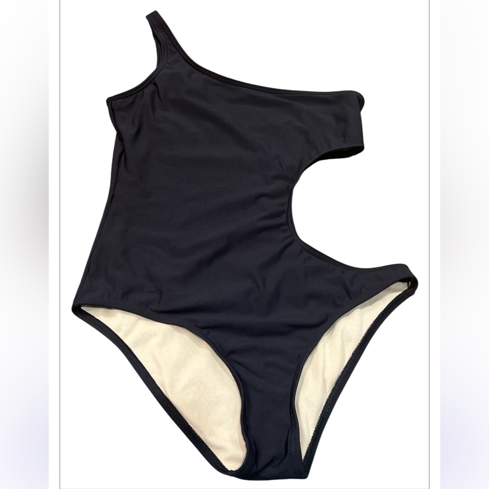 Vintage Y2K Alloy Swim one shoulder Swimsuit One Piece Black Cut out size M